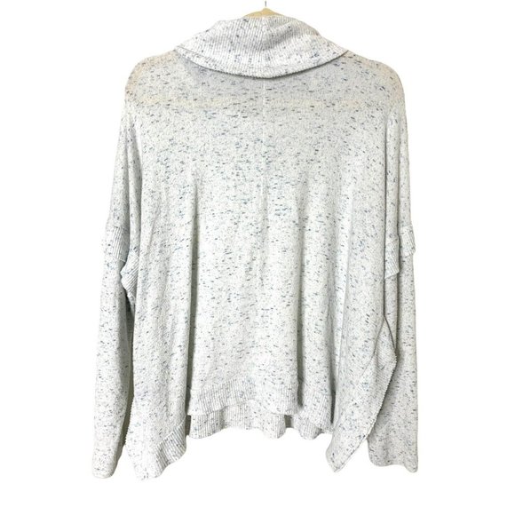ANTHROPOLOGIE Postmark Small Oversized White and Blue Fleck Turtleneck - Picture 3 of 5